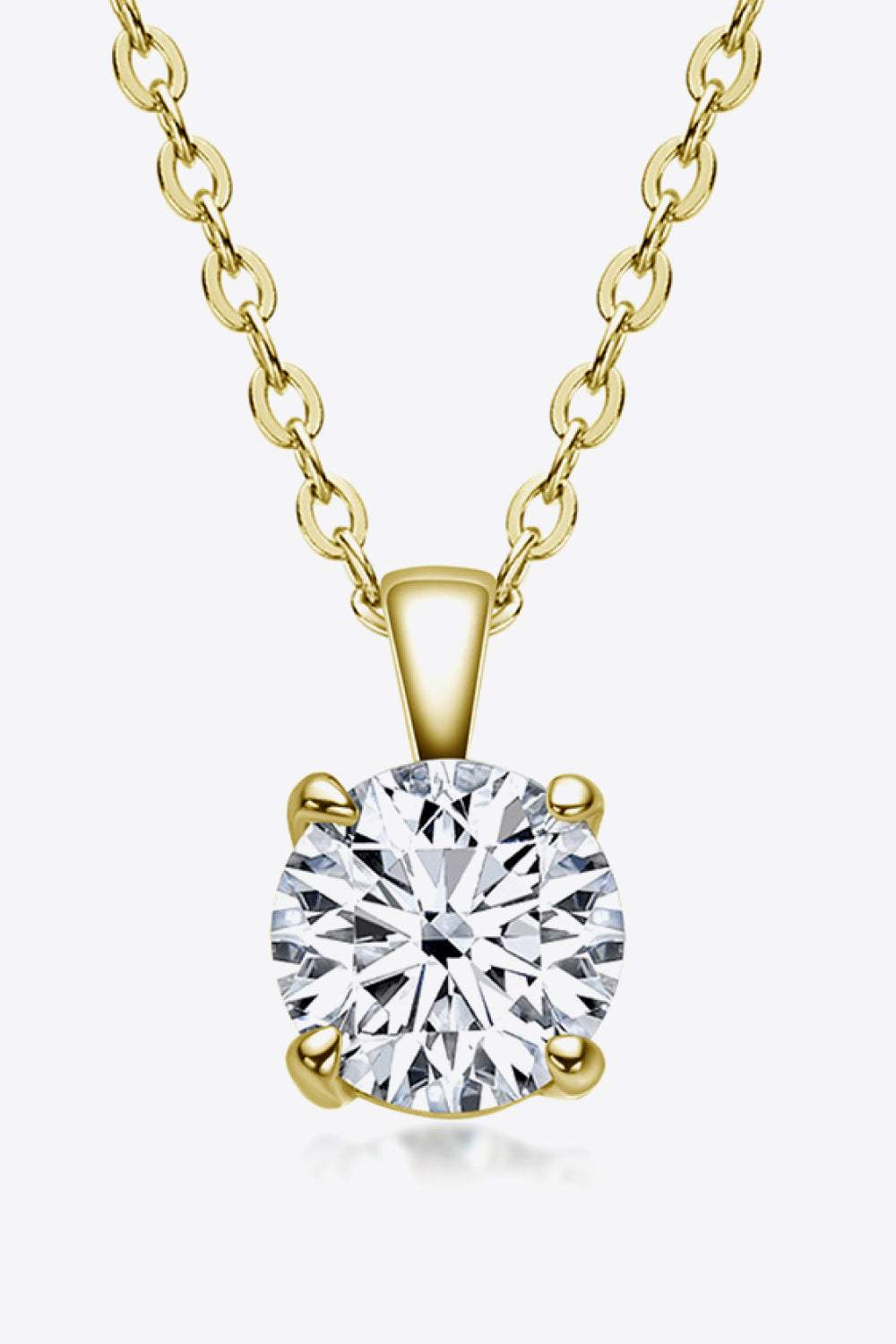 925 Sterling Silver 1 Carat Moissanite Chain-Link Necklace Gold One Size Moissanite - Tophatter Daily Deals