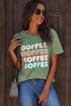 COFFEE Graphic Round Neck Tee Women's T-Shirts - Tophatter Daily Deals