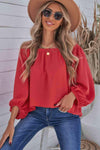 Off-Shoulder Balloon Sleeve Top Red Blouses - Tophatter Daily Deals