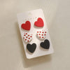 3 Piece Acrylic Heart Stud Earrings Deep Red One Size Earrings - Tophatter Daily Deals