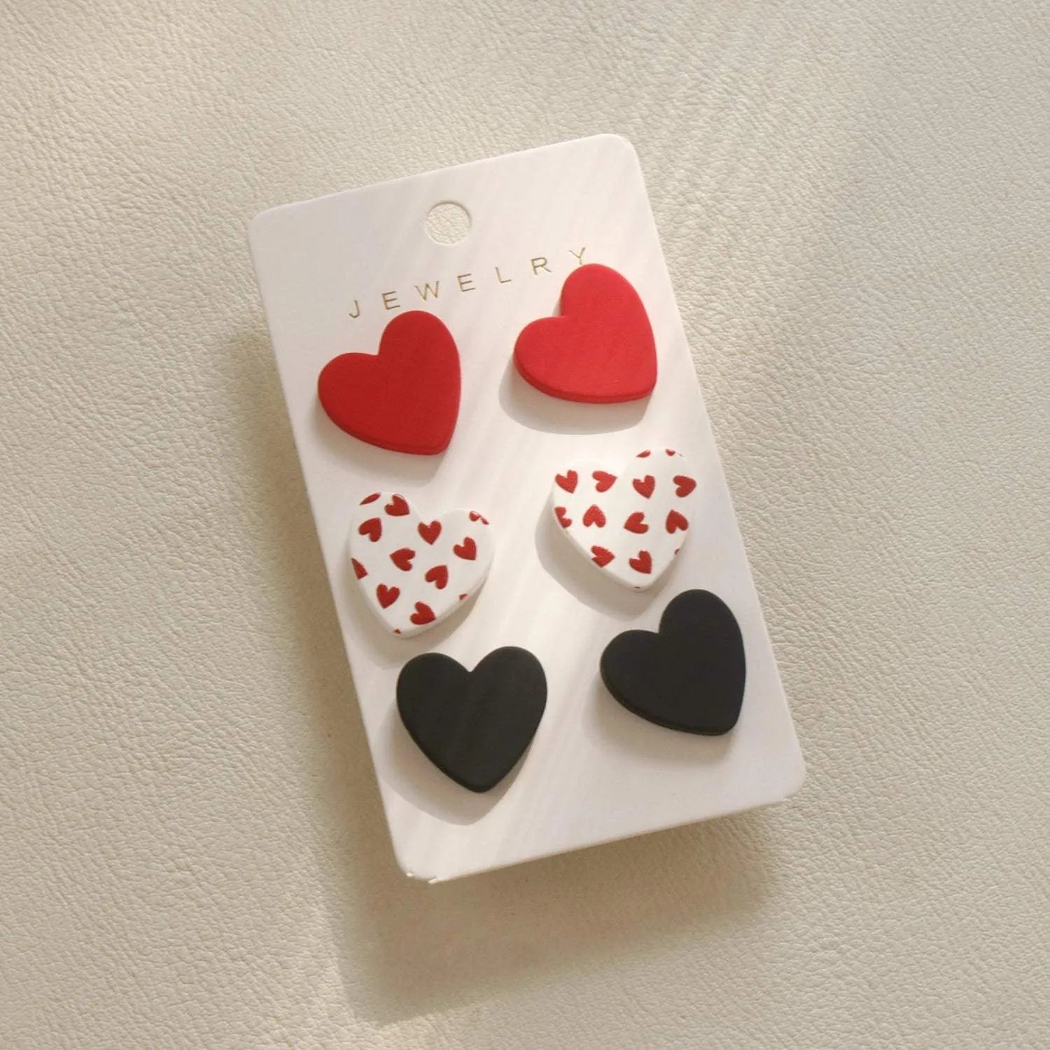 3 Piece Acrylic Heart Stud Earrings Deep Red One Size Earrings - Tophatter Daily Deals