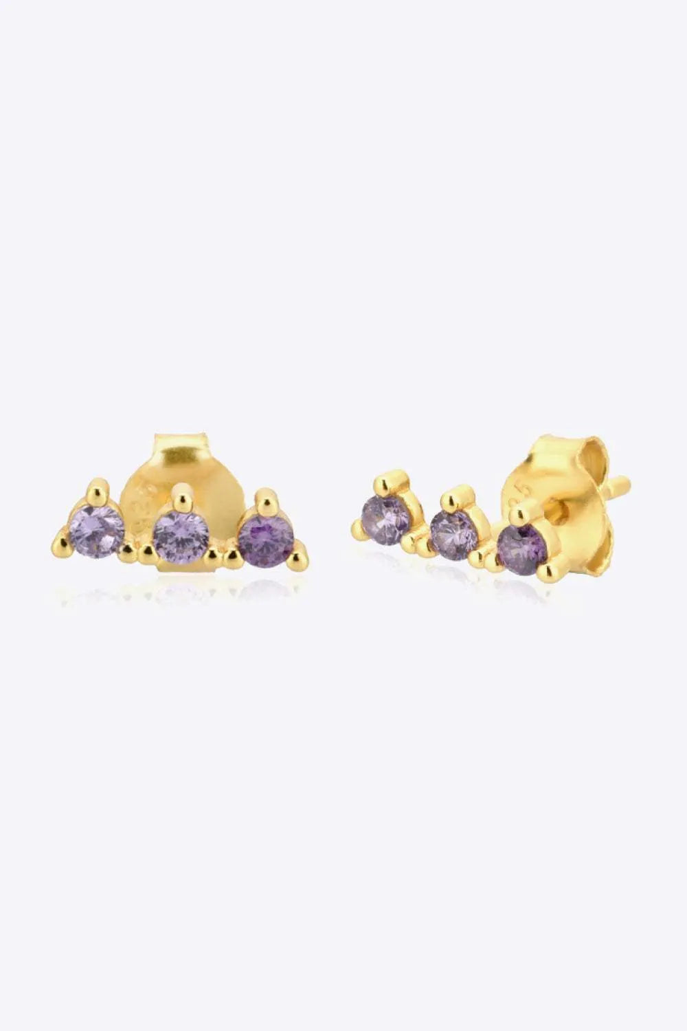 Zircon 925 Sterling Silver Earrings Gold Purple One Size Earrings - Tophatter Daily Deals