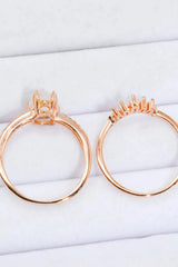 Natural Moonstone and Zircon 18K Rose Gold-Plated Two-Piece Ring Set Moonstone - Tophatter Daily Deals
