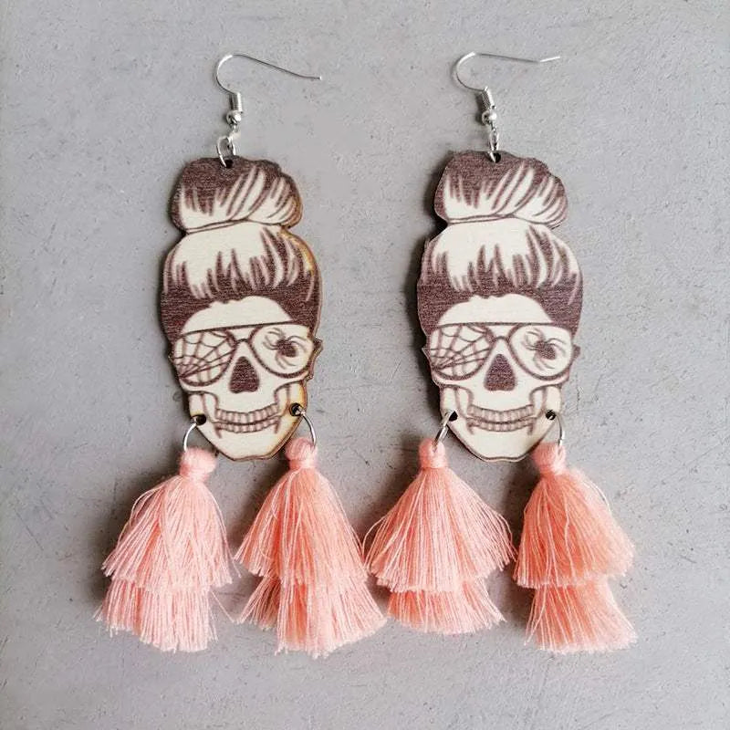 Spider Grandma Tassel Detail Dangle Earrings Peach One Size Earrings - Tophatter Daily Deals
