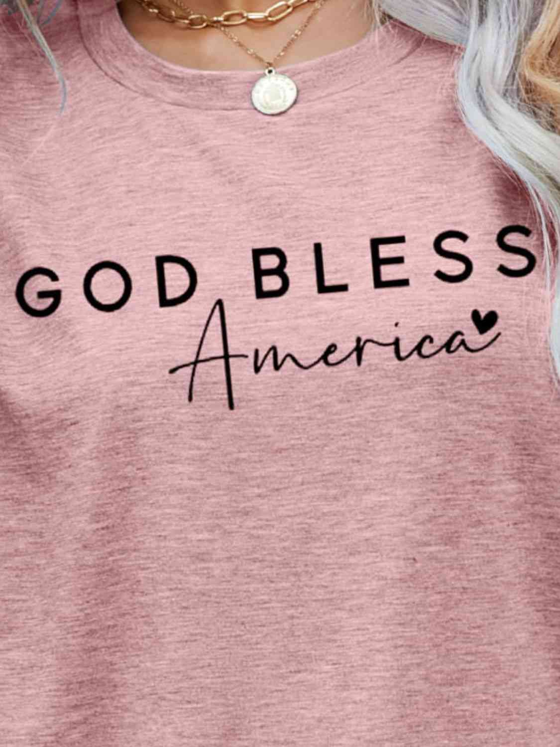 GOD BLESS AMERICA Graphic Short Sleeve Tee Women's T-Shirts - Tophatter Daily Deals