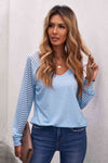 Sheer Striped V-Neck Top - Tophatter Deals