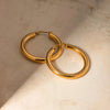 18K Gold-Plated Stainless Steel Huggie Earrings Earrings - Tophatter Daily Deals