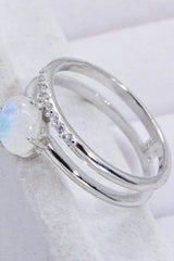 Natural Moonstone and Zircon Double-Layered Ring Moonstone - Tophatter Daily Deals