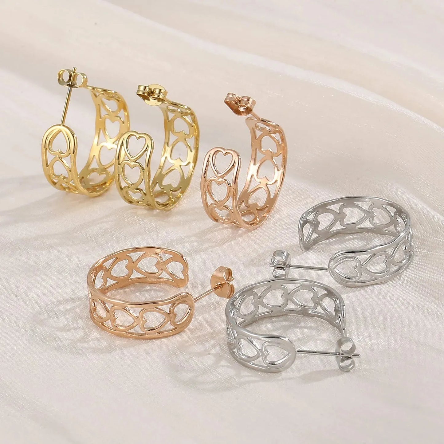 Stainless Steel C-Hoop Earrings Earrings - Tophatter Daily Deals
