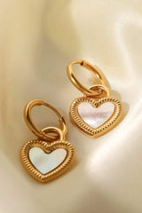 Inlaid Shell Heart Drop Earrings Earrings - Tophatter Daily Deals