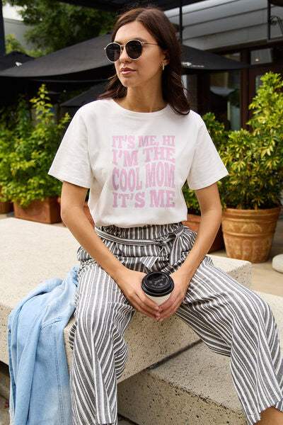 Simply Love Full Size IT'S ME,HI I'M THE COOL MOM IT'S ME Round Neck T-Shirt Women's T-Shirts - Tophatter Daily Deals