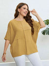 Plus Size Seam Detail Half Sleeve Top Tan Blouses - Tophatter Daily Deals