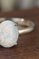 925 Sterling Silver Opal Solitaire Ring Opal - Tophatter Daily Deals