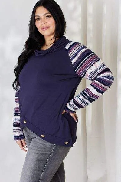 Celeste Full Size Buttoned Striped Long Sleeve Top Blouses - Tophatter Daily Deals