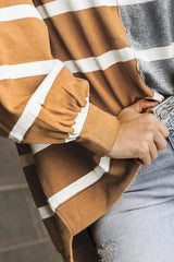 Striped Dropped Shoulder Round Neck Blouse Blouses - Tophatter Daily Deals
