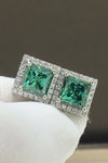 2 Carat Moissanite Square Stud Earrings Green One Size Moissanite - Tophatter Daily Deals