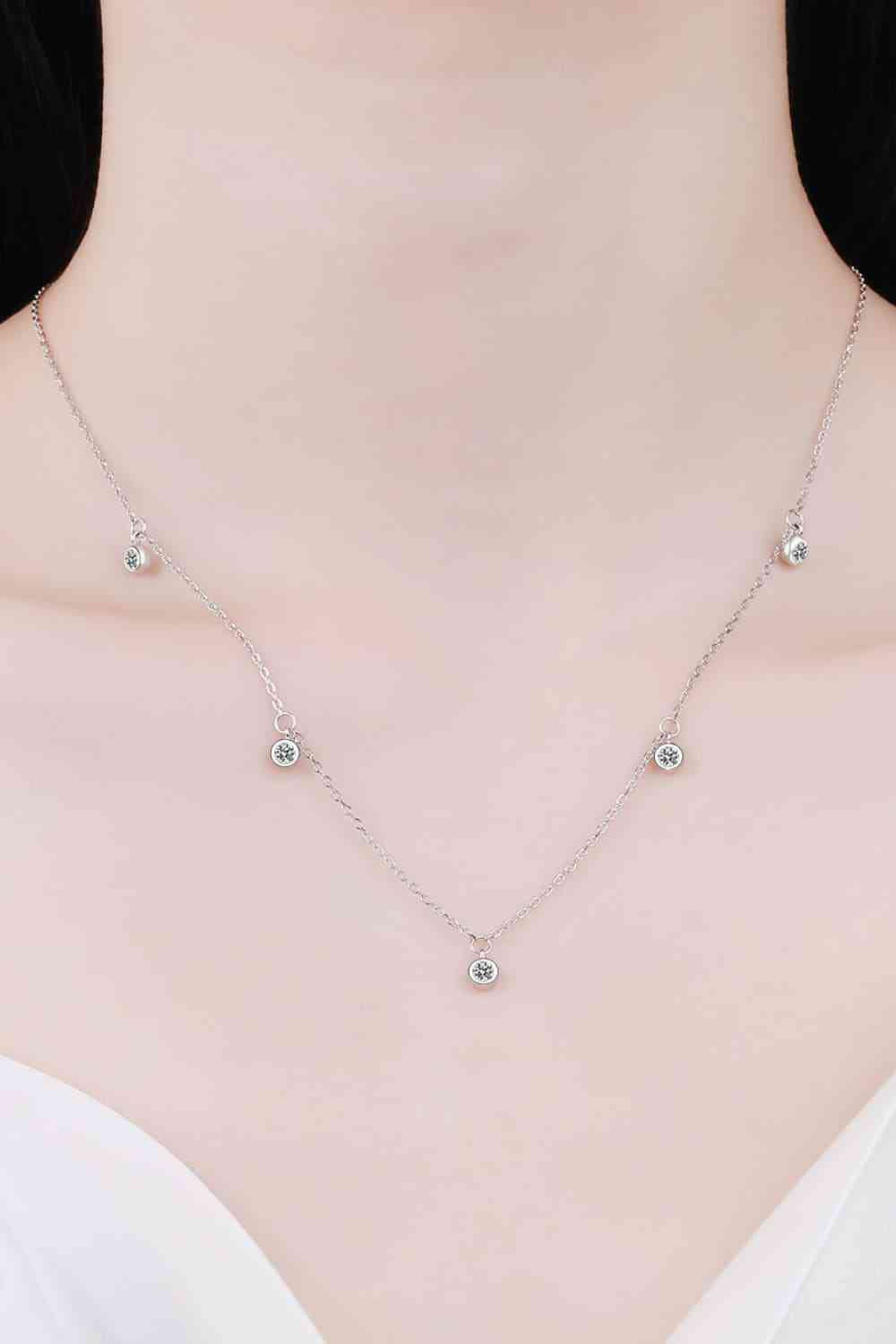 Moissanite Rhodium-Plated Necklace Moissanite - Tophatter Daily Deals