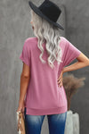 Round Neck Short Sleeve Solid Color Tee Women's T-Shirts - Tophatter Daily Deals