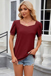 Eyelet Short Sleeve T-Shirt Women's T-Shirts - Tophatter Daily Deals