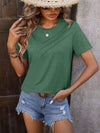 Heathered Round Neck Short Sleeve T-Shirt Women's T-Shirts - Tophatter Daily Deals