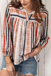 Multicolored Stripe Notched Neck Top Blouses - Tophatter Daily Deals