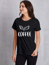 COFFEE Round Neck Short Sleeve T-Shirt Black Women's T-Shirts - Tophatter Daily Deals