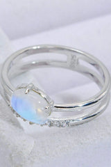 Natural Moonstone and Zircon Double-Layered Ring Moonstone - Tophatter Daily Deals