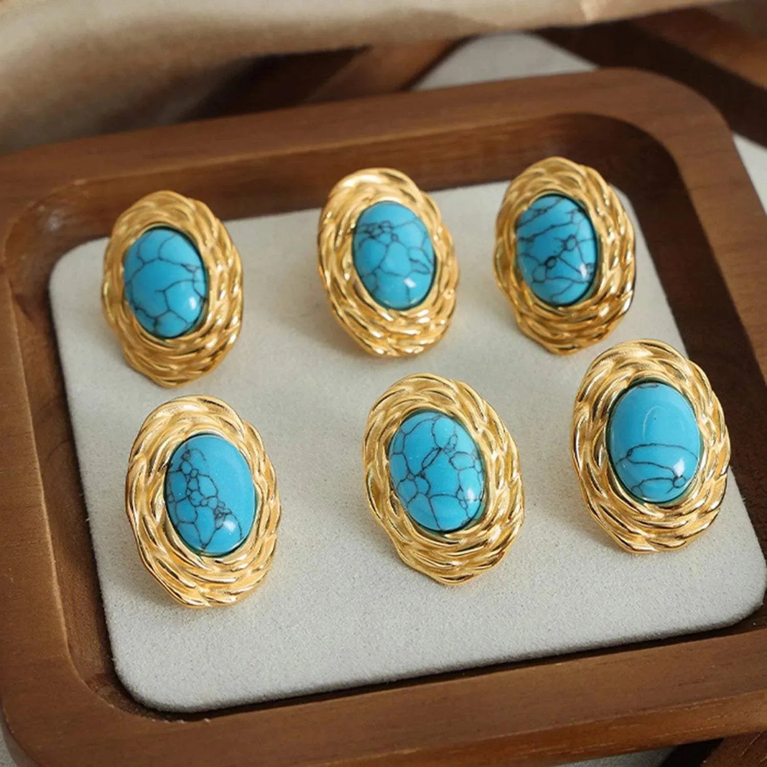18K Gold-Plated Natural Stone Earrings Earrings - Tophatter Daily Deals