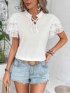 Tie Neck Layered Flutter Sleeve Blouse Blouses - Tophatter Daily Deals