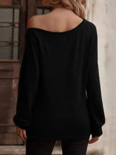 Decorative Button One Shoulder T-Shirt Women's T-Shirts - Tophatter Daily Deals