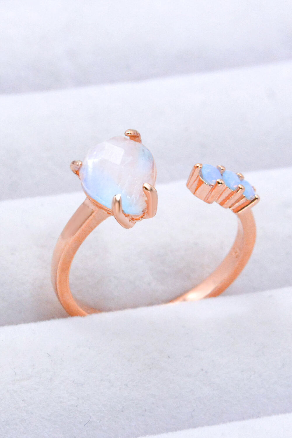 18K Rose Gold-Plated Moonstone Open Ring Moonstone - Tophatter Daily Deals