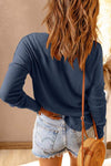 Waffle Knit Henley Long Sleeve Top Blouses - Tophatter Daily Deals