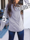 Printed Round Neck Long Sleeve T-Shirt Women's T-Shirts - Tophatter Daily Deals