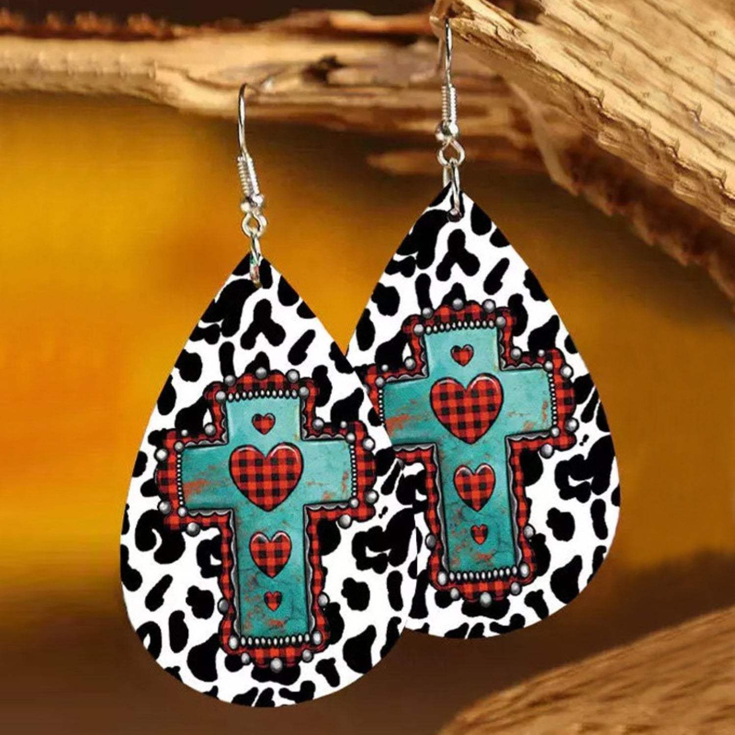 PU Leather Iron Hook Teardrop Earrings Style A One Size Earrings - Tophatter Daily Deals