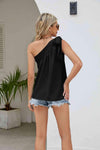 Tied One-Shoulder Sleeveless Top Blouses - Tophatter Daily Deals