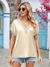 V-Neck Cuffed Blouse Pastel Yellow Blouses - Tophatter Daily Deals