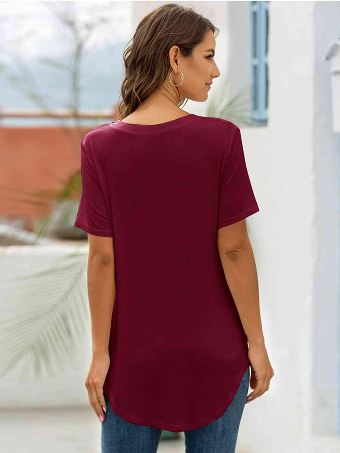 Full Size V-Neck Short Sleeve T-Shirt Women's T-Shirts - Tophatter Daily Deals