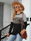 Color Block Round Neck Long Sleeve Blouse Blouses - Tophatter Daily Deals