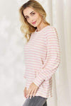 Celeste Full Size Long Bishop Sleeve Striped Top Blouses - Tophatter Daily Deals