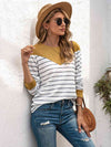 Striped Round Neck Long Sleeve T-Shirt Women's T-Shirts - Tophatter Daily Deals