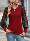 Leopard Round Neck Top Red Women's T-Shirts - Tophatter Daily Deals