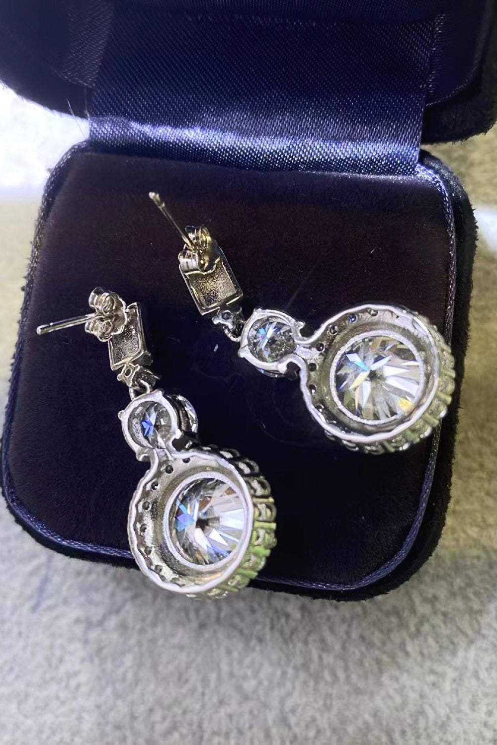 12 Carat Moissanite Platinum-Plated Drop Earrings Moissanite - Tophatter Daily Deals