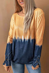 Contrast Boat Neck Long Sleeve Top Tangerine Blouses - Tophatter Daily Deals