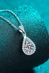 2 Carat Moissanite Teardrop Pendant 925 Sterling Silver Necklace Silver One Size Moissanite - Tophatter Daily Deals