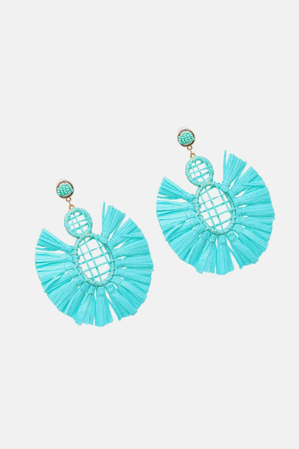Raffia Grass Tassel Detail Dangle Earrings Earrings - Tophatter Daily Deals