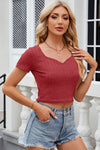 Sweetheart Neck Short Sleeve T-Shirt Women's T-Shirts - Tophatter Daily Deals