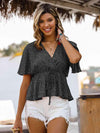 Printed Tied Flutter Sleeve Babydoll Blouse Black Blouses - Tophatter Daily Deals