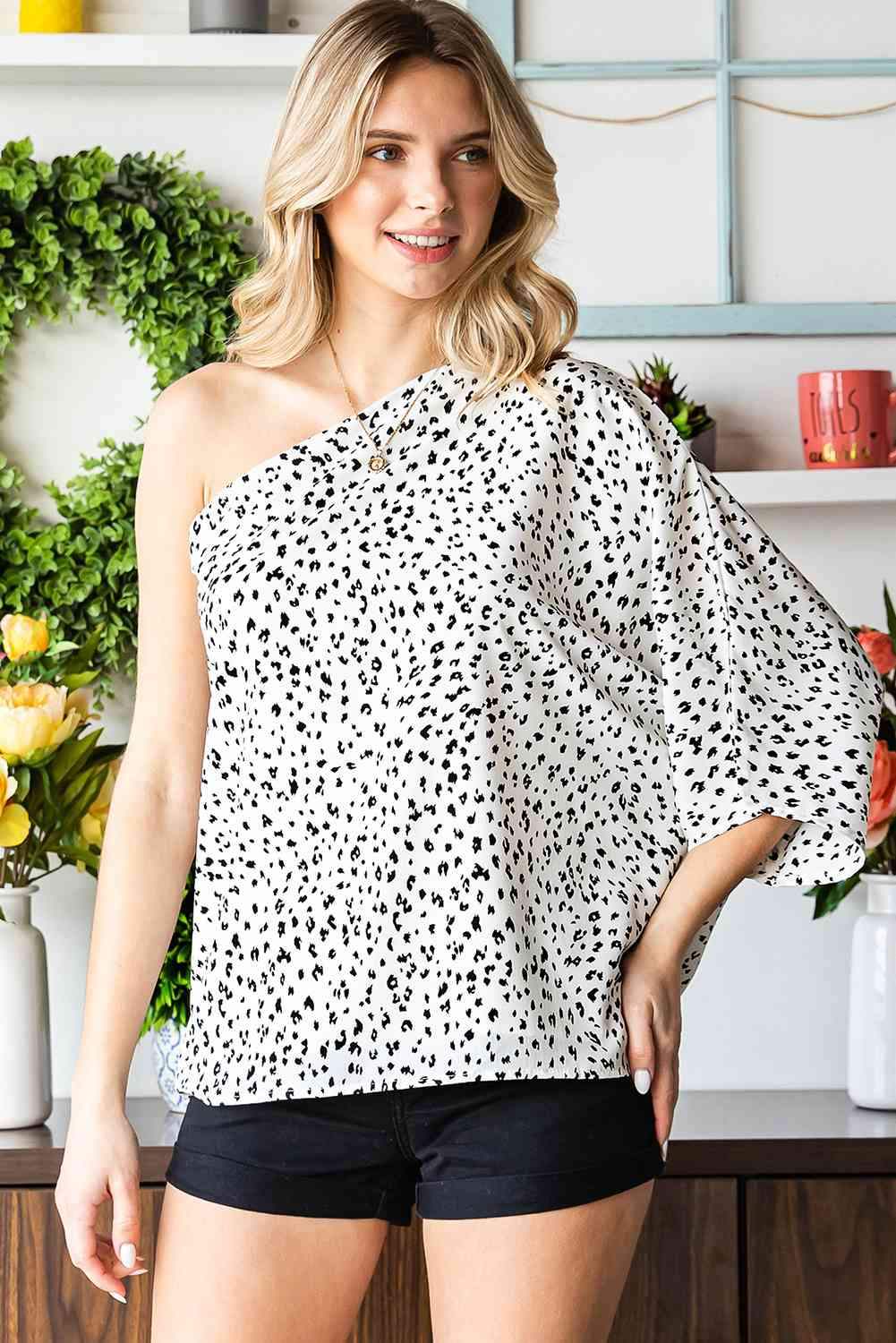 Leopard One-Sleeve Blouse Leopard Blouses - Tophatter Daily Deals