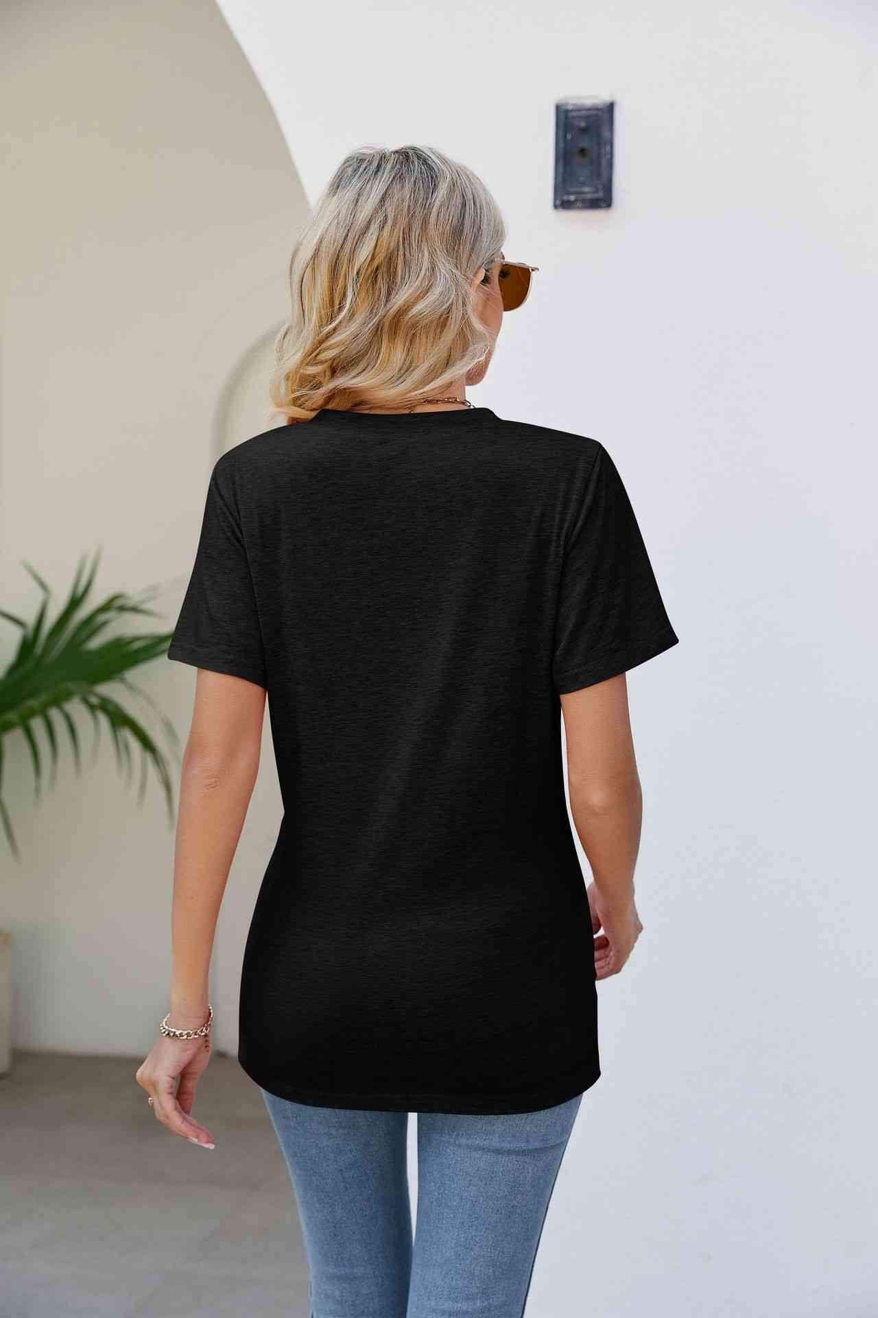 V-Neck Crisscross Short Sleeve Tee Women's T-Shirts - Tophatter Daily Deals