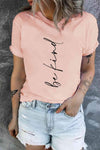 BE KIND Graphic Round Neck Short Sleeve Tee Peach Women's T-Shirts - Tophatter Daily Deals